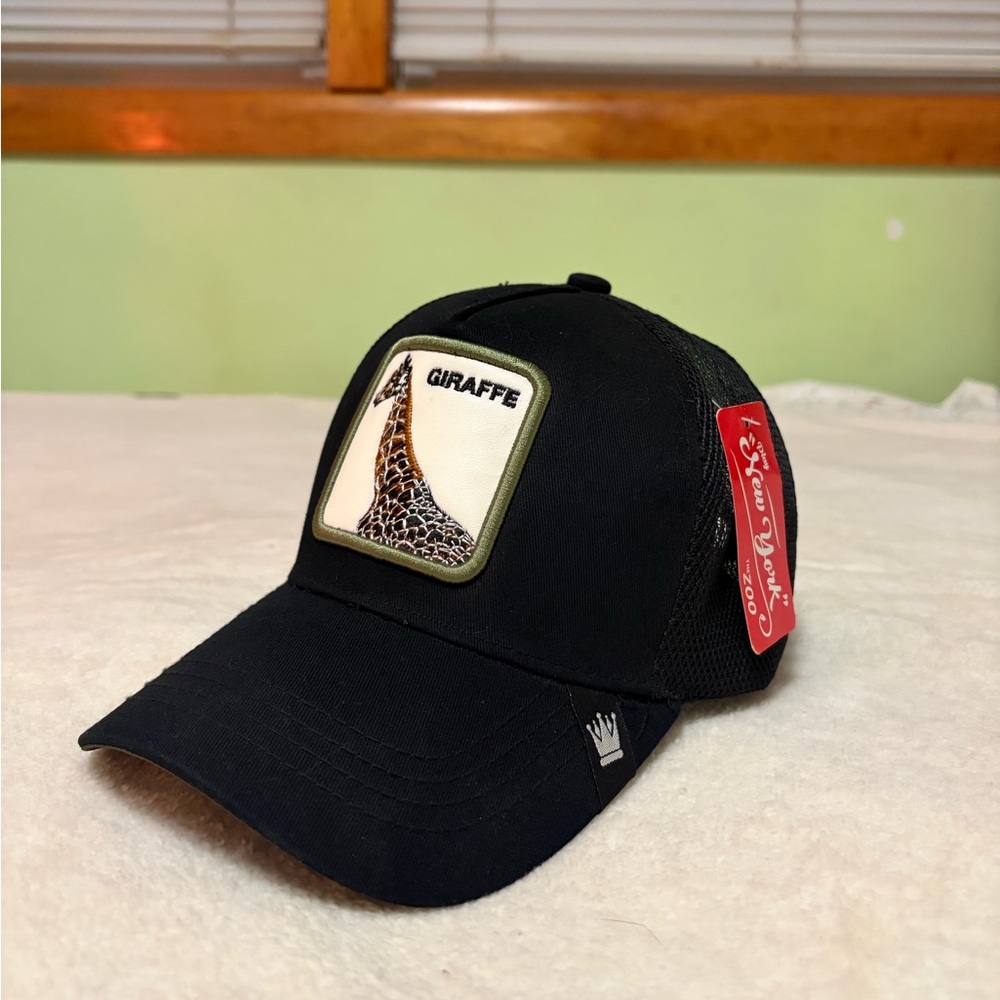 Black Baseball Cap with Giraffe Patch